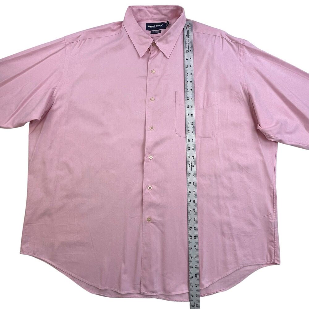 Polo Golf Ralph Lauren Shirt Mens XXL Pink Herringbone Marlowe Oxford Cotton - Picture 10 of 11